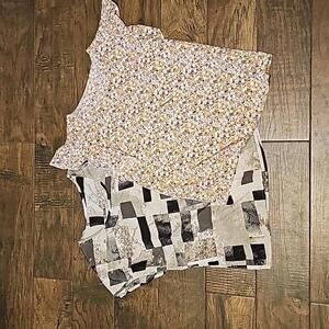 BUNDLE  - Emery Rose Floral Flutter Sleeve and Geometric print Tops Size L